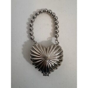 Locket Heart Handbag Clutch By Akira Silver Tone Magnetic Closure Mini Bag Cute!